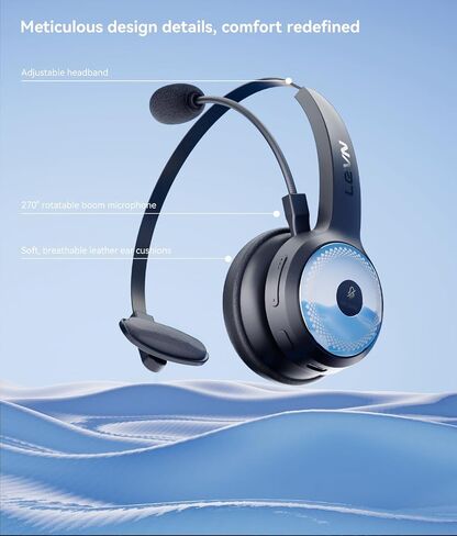 [2024 Version]LEVN Bluetooth 5.2 Headset, Wireless Headset with Microphone (AI Noise Cancelling) & USB Dongle, 45 Hrs Wireless Headset with Mic for Work from Home PC Laptop Computer Call Center Teams in Saudi Arabia