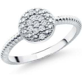Gem Stone King 925 Sterling Silver White Lab Grown Diamond Engagement Ring For Women Available in Size 5,6,7,8,9