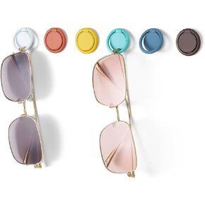 Sunglasses Organizer Wall Mounted Sunglasses Holder 12 Pack Hanging Eyeglass Holder (White with Adhesive)