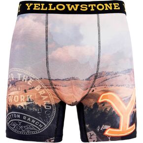 COCO BRANDS Yellowstone Men's Boxer Briefs - No Fly, Anti-Chafing Stitching, Comfort Shaped/Cotton Lined Crotch