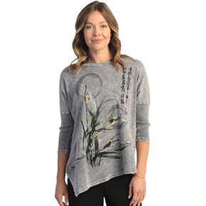 Jess & Jane Women's Pinball Mineral Washed Cotton Contrast Tunic Top