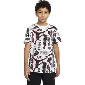 Jordan Boy's Throwback All Over Print Short Sleeve Tee (Big Kids) White/Black MD (10-12 Big Kid)
