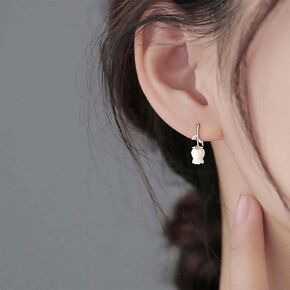 925 Sterling Silver Lily of The Valley Earrings White Lily Flower Rhinestone Fairy Earrings Cute Dangling Flower Earrings for Women Girls Gift