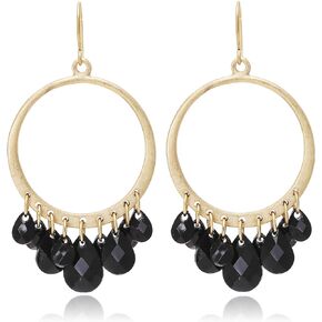 Bonaluna Boho Chic Collection of Multi-Bead Tassel & Circle Hoop Dangle Drop Earrings for Women