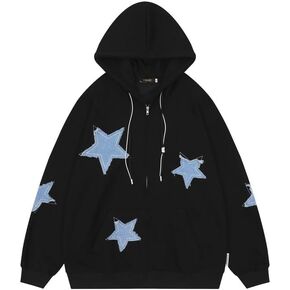 Hopecn Y2K Hoodie Women Men Star Aesthetic Goth Zip Up Sweatshirts 90S Vintage Fashion Jacket Streetwear Clothes.