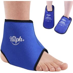 Hilph® Bundle of 2 Pack Gel Ice Slippers + Ankle Ice Wrap with 2 Gel Packs