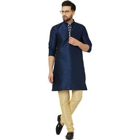 طقم بيجامة كورتا حريرية للرجال ملابس حفلات احتفالية هندية تقليدية كورتا للرجال والأولاد ملابس زفاف عرقية in Kuwait