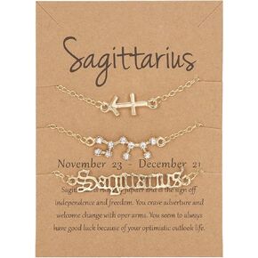 COLORFUL BLING Gold Plated Zodiac Constellation Sign Bracelets for Women Men 12 Birth Months Exquisite Letter Old English Astrology Bracelet Horoscope Jewelry Birthday Gift