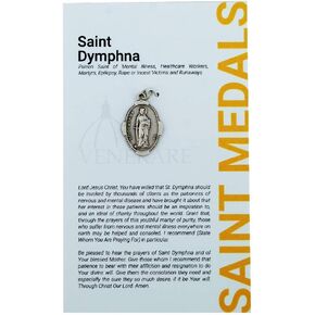 1" Saint and Holy Subject Medal with Prayer Card | Over 25 Different Saints | Durable and Detailed Charm | Pendant Medal Carded with Prayer | Christian Jewelry (St. Dymphna)