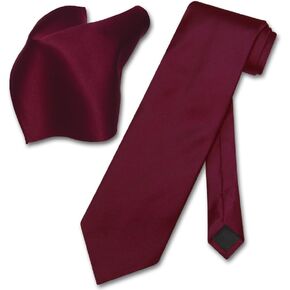 Vesuvio Napoli Solid BURGUNDY Color NeckTie & Handkerchief Men's Neck Tie Set