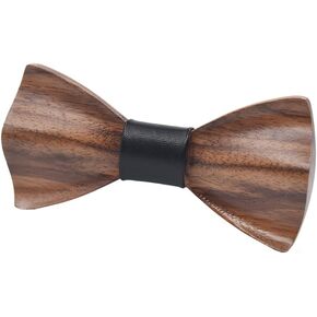 Wooden Mens Bow Ties Natural Wood 3D Design Bow Tie Adjustable Bowties Necktie for Tuxedo Wedding Party