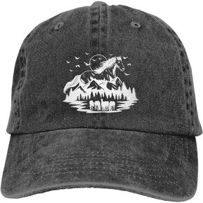 Women's Mountain Horse Hat Vintage Distressed Adjustable Washed Horse Baseball Cap for Men Women
