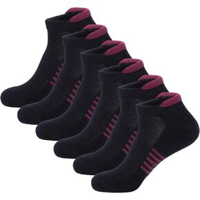 KONY Cotton Cushioned Ankle Socks for Men and Women - Low Cut Athletic Running Tab Socks (6 Pairs)