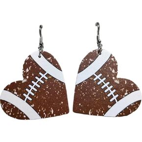 Heart Shaped Sports Leather Earrings Baseball Softball Rugby Football Basketball Ice Hockey Tennis Earrings Women's Fashion Pendant Earrings