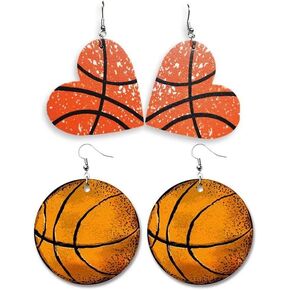 Heart Shaped Sports Leather Earrings Baseball Softball Rugby Football Basketball Ice Hockey Tennis Earrings Women's Fashion Pendant Earrings