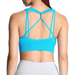 Aoxjox Women's Workout Ribbed Seamless Sports Bras Fitness Running Yoga Crop Tank Top