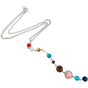 COLORFUL BLING Universe Galaxy the Eight Planets Pendant Necklace Guardian Star Space Sun Moon Star Celestial Necklace in the Solar System for Women Girls Gifts