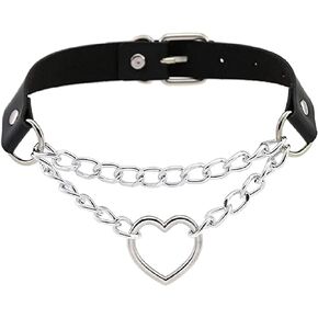 Black Leather Choker Neklace O Ring Vintage Gothic Punk Choker Fancy Dress Rock Choker PU Leather Spiked Choker Collar for Women Men Accessory
