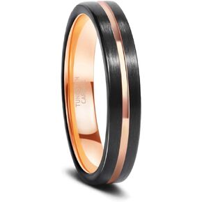 Greenpod 4mm Tungsten Wedding Bands for Women Men Blue/Silver/Gold/Rose Gold Engagement Rings High Polish/Brushed Finish Grooved Comfort Fit Size 4-12