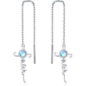 Faith Earrings for Women Sterling Silver Faith Threader Earrings Christian Jewelry Gifts for Women Girls