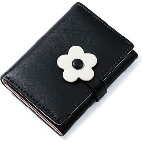 محفظة صغيرة للنساء والفتيات محافظ لطيفة على شكل زهرة وجيب للنقود وحامل بطاقات ومحفظة للعملات المعدنية مصنوعة من جلد البولي يوريثان (وردي) in Kuwait