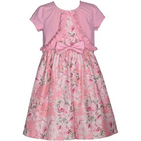 Bonnie Jean Girl's Easter Dress - Floral Dress with Short Sleeve Cardigan for Baby, Toddler, Little and Big Girls