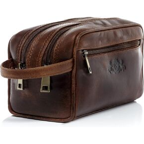 حقيبة غسيل من الجلد الطبيعي من سيد فيان، حقيبة غسيل كبيرة للسفر طوال الليل وصالة الالعاب الرياضية للرجال والسيدات، حقيبة ادوات الزينة للنساء والرجال، بني, بني كونياك, Large, حقيبة أدوات الزينة in Kuwait