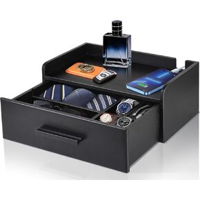 صندوق ساعة للرجال مع درج، حافظة ساعة خشبية للرجال، منظم صندوق الساعة لتخزين وعرض الساعة، هدية للأب والزوج والصديق في عيد الحب، وعيد الأب، وعيد الميلاد، وصندوق المجوهرات in Kuwait