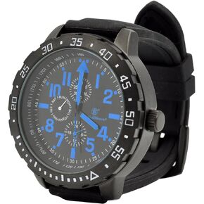 Smith & Wesson Men's Calibrator Watch, 5 ATM, Stainless Steel Caseback, Black Rubber Strap, Blue Numbers, Tactical Watch, Precision Quart, Scratch Resistant, Father's Day Gift, 51mm in Kuwait