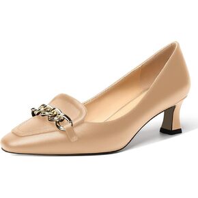 Womens Matte Slip On Square Toe Dress Wedding Metal Spool Low Heel Pumps Shoes 2 Inch
