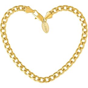 LIFETIME JEWELRY 5mm Cuban Link Chain Bracelet for Men & Women 24k Gold Plated