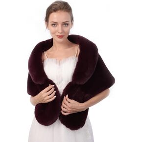 Octwine Wedding Bridal Faux Fur Shawls Wraps Warm Fur Stoles Cover Up Fur Scarfs Soft Light Shawls for Women and Girls
