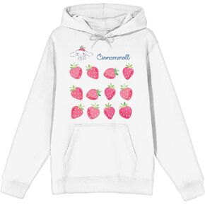 Bioworld Cinnamoroll Strawberries Women's White Pullover Hoodie