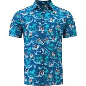 Adovigo Mens Funny Hawaiian Short Sleeve Casual Button Down Shirts