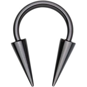 Pierced Owl 14-20GA Stainless Steel Horseshoe Circular Barbell with Long Spikes