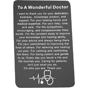 UJIMS Doctor Appreciation Gift To A Wonderful Doctor Wallet Insert Doctor Retirement Gift Thank You Gift Medical Doctor Jewelry (Doctor Black Wallet)