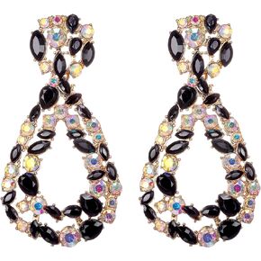 Flyonce Geometric Oval Raised Earrings, Vintage Statement Drop Dangle Earrings For Women Girls