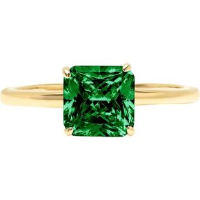 Clara Pucci 2.0 ct Asscher Cut Solitaire Simulated Green Emerald Engagement Wedding Bridal Promise Anniversary Ring 14k Yellow Gold