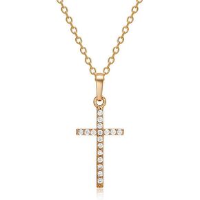 Classic Cross Pendant Chain Necklace Bling Rhinestone Crystal Cross Pendant Necklace For Woman Girl Mens Boys Party Gifts Jewelry