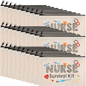 30 Pieces Nurse Makeup Bags Nurse Survival Kit Bag Nurse Gift for Women, Girls, Nurse Practitioner, Nursing Student, Nurses Week Gifts Funny Travel Cosmetic Bag Mini Multi Purpose Toiletry Bag