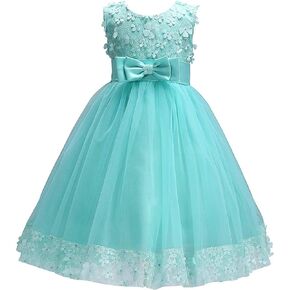 Acecharming Flower Girl Dresses for Wedding, Bridesmaid Baby Girl Pageant Elegant Lace Tulle Baptism Princess Party Dress