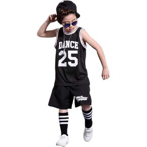 LOLANTA Boys 2 Piece Tank Top and Shorts Set, Kids Hip Hop Street Dance Costume Basketball Outfits