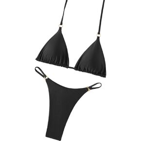 SHENHE Women's 2 Piece Halter Swimsuits Triangle Thong Tie Back Sexy String Bikini Set