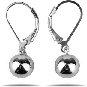 LaTisoro Sterling Silver Ball Earrings 8mm Leverback - 100% Hypoallergenic - Allergy Free
