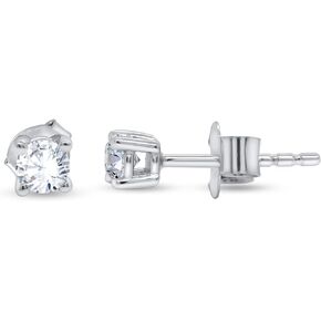 18K White Gold Plated Sparkling CZ Diamond Stud Earrings 925 Sterling Silver Cubic Zirconia Stud Earrings Hypoallergenic Simulated Diamond Stud Earrings for Women/Men 4MM-10MM