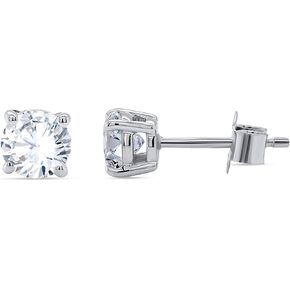 18K White Gold Plated Sparkling CZ Diamond Stud Earrings 925 Sterling Silver Cubic Zirconia Stud Earrings Hypoallergenic Simulated Diamond Stud Earrings for Women/Men 4MM-10MM