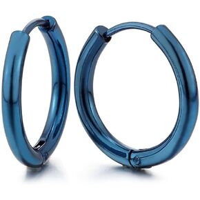 Pair Stainless Steel Circle Huggie Hinged Hoop Earrings for Men Women