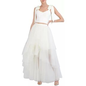 BCBGMAXAZRIA Women's Sleeveless Bow Tie Strap Cropped Sweater