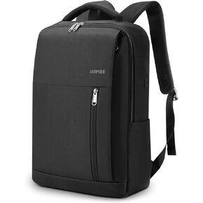 HOMIEE 17 Inch Laptop Backpack Slim Durable Business Computer Travel Backpack with USB Charging Port, Lightweight Casual Daypack for Work Office College Men Women, Black