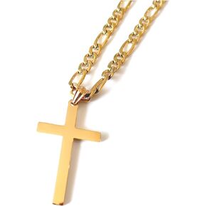 14K Gold Figaro link Chain Cross Pendant Necklace Gold filled Clasp for Men,Husband, boys, Teens Thin for Charms Miami Cuban Link Diamond Cut Fashion jewelry